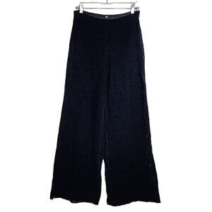 NWT Free People Black Velour Sheer Wide Leg Pants
